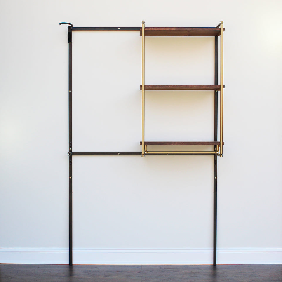 Minimalist Bike Rack with Wood Shelves