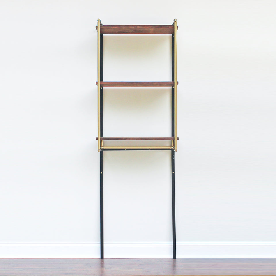 Industrial Clothing Rack with Wood Shelves